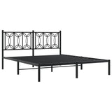 Metal Bed Frame without Mattress with Headboard Black 150x200cm 376130