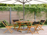 5 Piece Garden Dining Set Black Polypropylene and Solid Wood 3281769