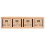 ZNTS Wall Shelf with Baskets 62x18x16 cm Solid Wood Walnut 350370