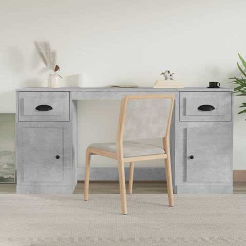 Desk with Cabinet Concrete Grey Engineered Wood 3185331