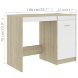 Desk White and Sonoma Oak 100x50x76 cm Engineered Wood 801801