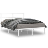 Metal Bed Frame without Mattress with Headboard White 140x190cm 355414