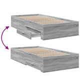 Bed Frame with Drawers without Mattress Grey Sonoma 90x190 cm Single 3280438