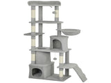 170 cm Large Cat Tree, Cat Tower with 7 Scratching Posts, 2 Condos, Hammock, Light Grey T3398P425281