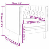 Sofa Light Grey 74.5 x 71 x 70.5 cm Velvet 42013016