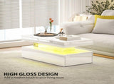 LED Coffee Table with Storage - High Gloss White T3398P555177