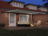 Retractable Awning Green and white 400 x 300 cm Fabric 3330724