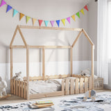 Kids' House Bed Frame without Mattress 80x160 cm Solid Wood Pine 850695