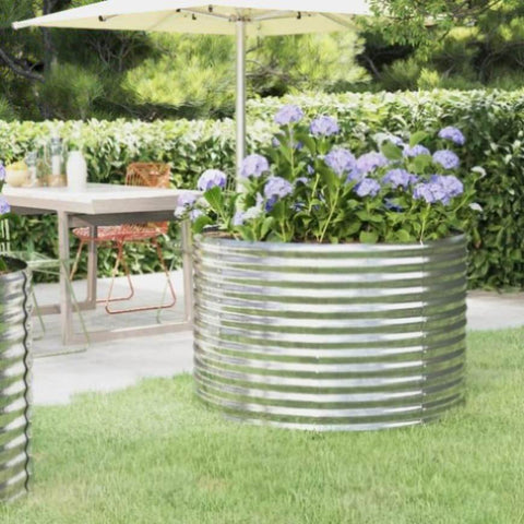 ZNTS Garden Raised Bed Powder-coated Steel 100x100x68 cm Silver 319057