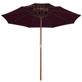 Double Decker Parasol with Wooden Pole Bordeaux Red 270 cm 313764