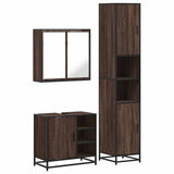 3 Piece Bathroom Furniture Set Brown Oak Engineered Wood 3301089