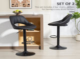 Set of Two Faux Leather Bar Stools - Black T3398P423525