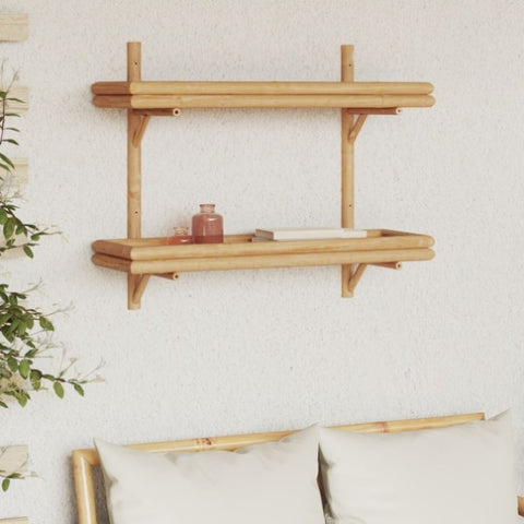 ZNTS Wall Shelf 2-Tier 75x26x60 cm Bamboo 4107161