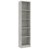 ZNTS 5-Tier Book Cabinet Concrete Grey 40x24x175 cm Engineered Wood 800850