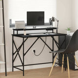 Desk with Shelf Black Oak 100 x 50 x 86.5 cm Engineered Wood 859395