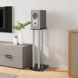 Speaker Stands 2pcs Black&Silver Tempered Glass 3 Pillars Design 51803