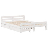 Bed Frame White Solid pinewood King Size Bed Frame Rectangular 3309036
