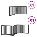 Dog Gate with Door Foldable 6 Panels Black 480 cm Poplar Wood 3155569