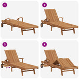 Sun lounger Folding Brown 195 x 59 x 78.5 cm Solid Teak Wood 42008012