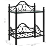 Bedside Tables 2pcs Steel and Tempered Glass 45x30.5x60cm Black 246727