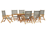 Garden Dining Set Folding 7 pcs Grey Solid Acacia Wood 3375733