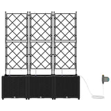 Garden Planter 3 pcs Black 120 x 40 x 142 cm Plastic 42002853