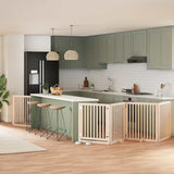 Dog Gate with Door Foldable 6 Panels 480 cm Poplar Wood 3155669
