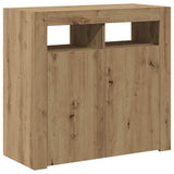 Sideboard with LED Lights Artisan Oak 80x35x75 cm Engineered Wood 856362