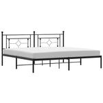 Metal Bed Frame without Mattress with Headboard Black 193x203cm 374345