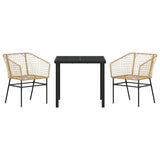 Garden Dining Set 3 pcs Brown Poly Rattan 3380897