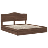 Storage Bed with Drawer Brown Oak 200 x 200 cm Engineered Wood 3413477