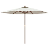 Garden Parasol with Wooden Pole Sand 299x240 cm 363167