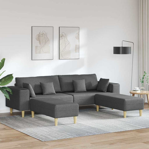 Fabric Sofa with Cushion 3 pcs Dark Grey 208 cm Fabric 3335163