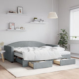 Daybed with Trundle and Drawers Light Grey 90x190 cm Fabric 3197263