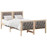 Bed Frame with Headboard Taupe 135 x 190 cm Solid Pine Wood 878412