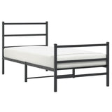 Metal Bed Frame without Mattress with Footboard Black 90x190cm 355375