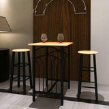 Bar Table and Stool Set 3 Pieces Wood and Steel 275403