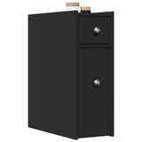 Narrow Bathroom Cupboard with Wheels Black Engineered Wood 855287