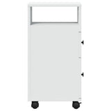 Narrow Bathroom Cabinet with Wheels White Engineered Wood 855232