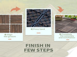 27 Pcs Solid Wood Interlocking Decking Tiles For Patio, Balcony, Roof Terrace, Hot Tub, Black, T3398P320027