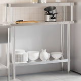 Kitchen Work Table with Overshelf 110x30x120 cm Stainless Steel 3208894