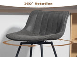 Set of 2 PU Leather Swivel Bar Stools - Grey T3398P423889