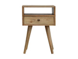 Solid Wood Mini Oak-ish Bedside, 1 Drawer and Open Slot, Brown B2743P402923
