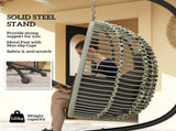 Outdoor Swing Chair with Thick Padded Cushion, Patio Hanging Egg Chair with Metal Stand, Foldable T3398P317709
