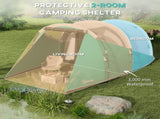 Three-Man, 3000mm Water-Resistant Two-Room Tunnel Tent - Green T3398P349027