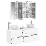 Bathroom Furniture Set 4 pcs White Engineered Wood and Glass 3406735