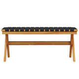 Garden Bench Black Solid Wood Acacia and Fabric 366514