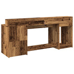 Desk with LED Lights Old Wood 200x55x91 cm Engineered Wood 3309445