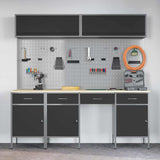 Work Cabinet Set with Drawer with Storage Manual 10 pcs Black 3321474