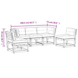 5 Piece Garden Sofa Set with Cushions Wax Brown Solid Wood Pine 3216982